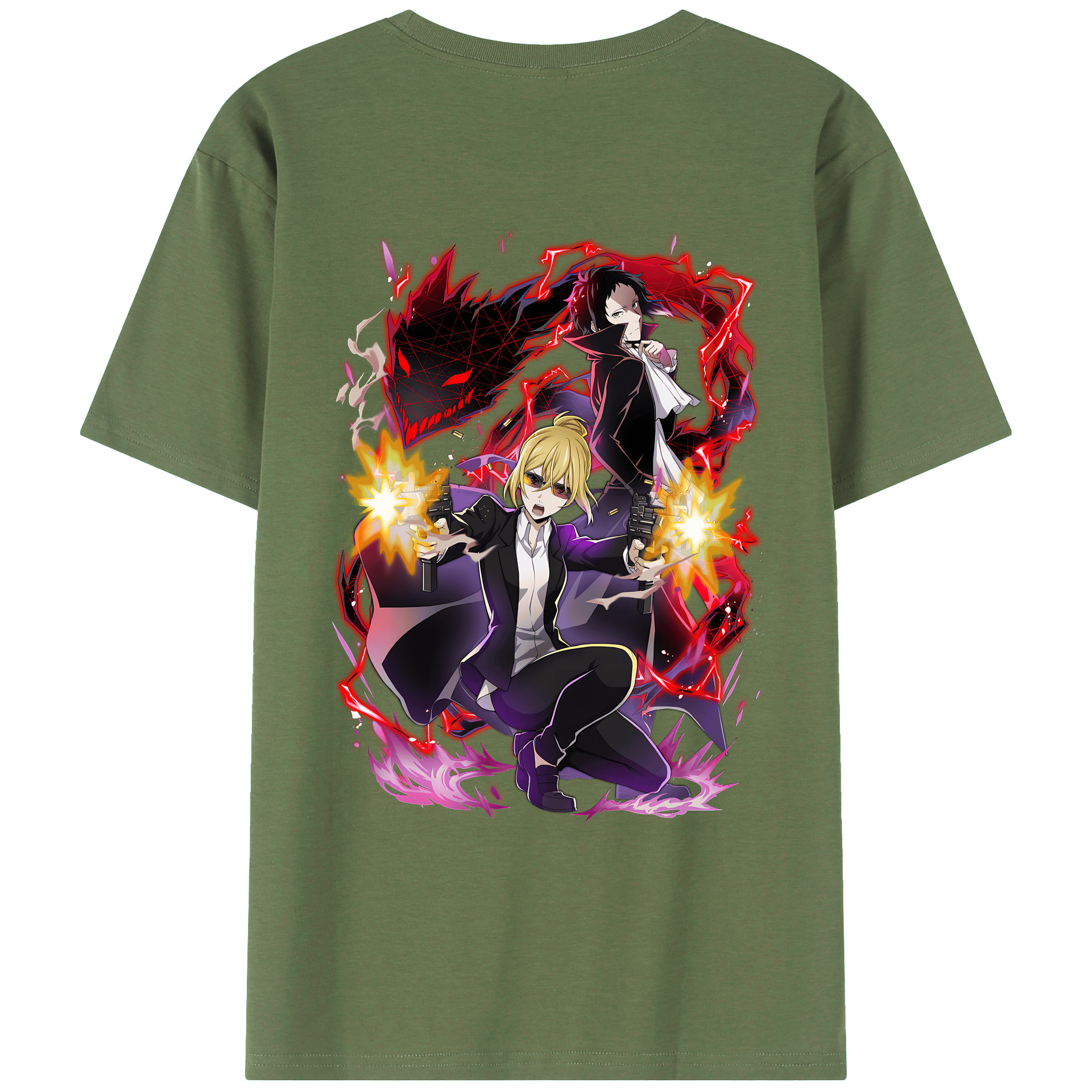 （画像用） 文豪ストレイドッグス Bungo Stray Dogs 綿100％ メンズ半袖Tシャツ（バックプリント） 通気性
